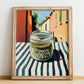 Tarragon – Italian Urban Café Scene, Spices Wall Decor, no-text version framed in wood