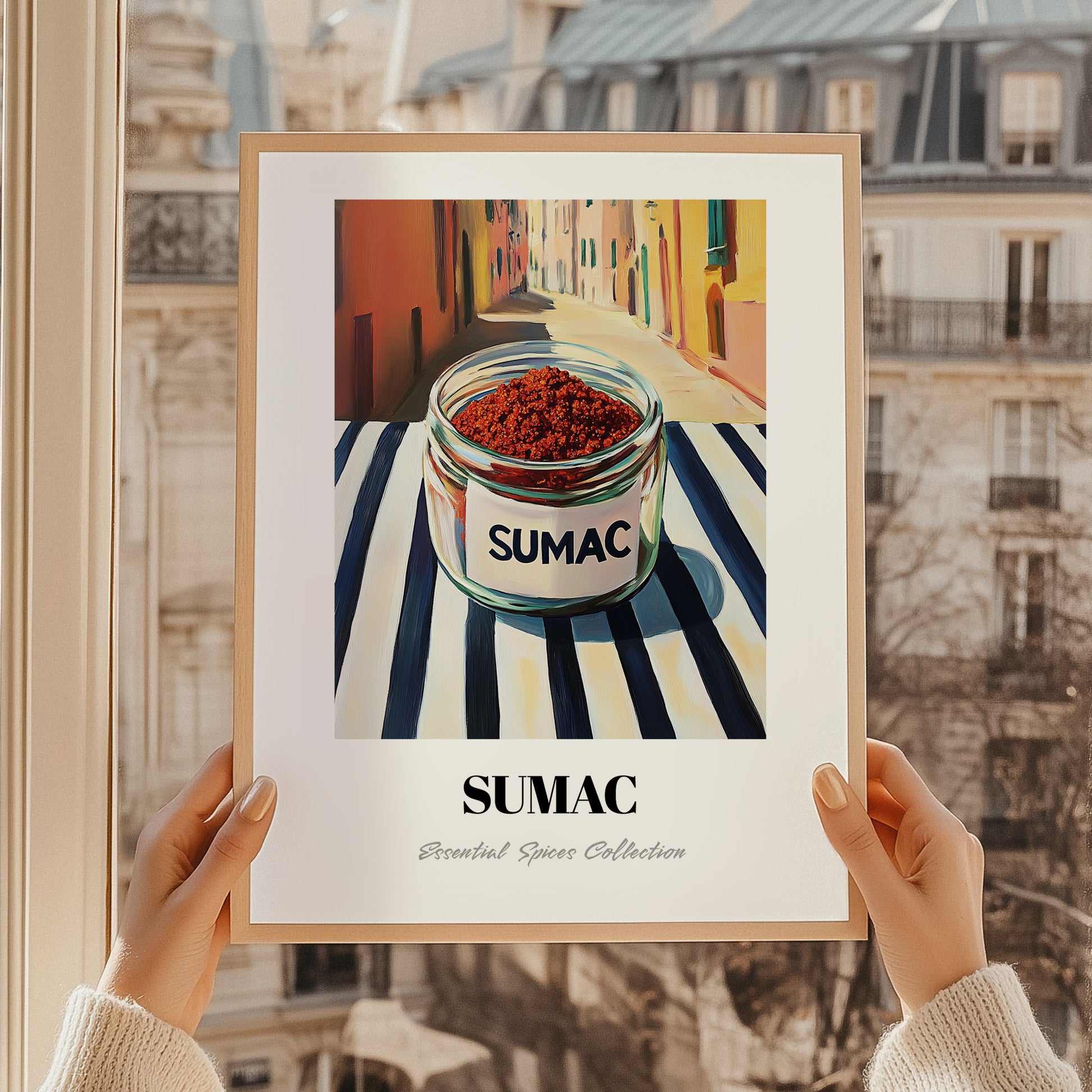 Sumac – Italian Café on the Corner, Spices Still Life, styled in a charming Paris street view