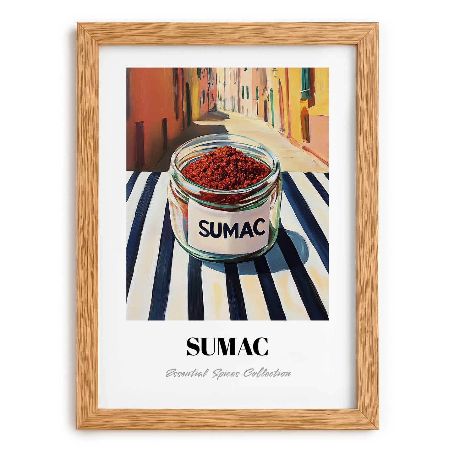 Sumac – Italian Café on the Corner, Spices Still Life, set in oak frame