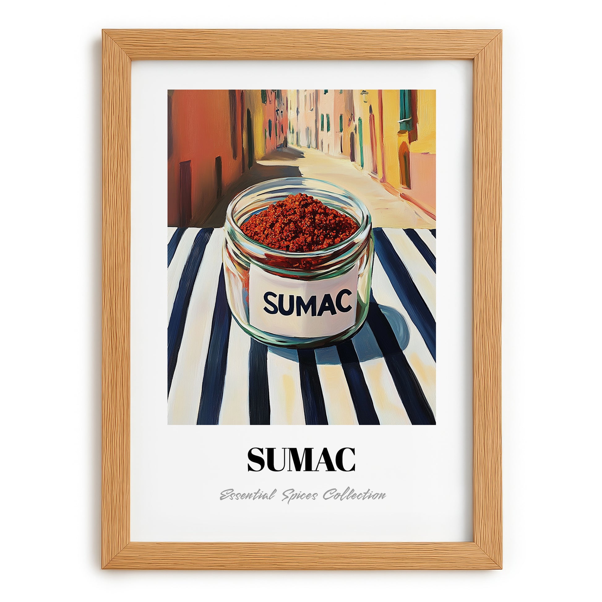 Sumac – Italian Café on the Corner, Spices Still Life, set in oak frame
