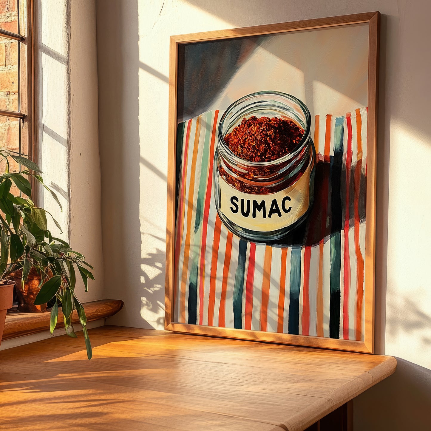 Sumac – on Striped Tablecloth, Spices Print, clean layout with no caption