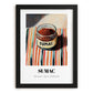 Sumac – on Striped Tablecloth, Spices Print, in sleek black frame