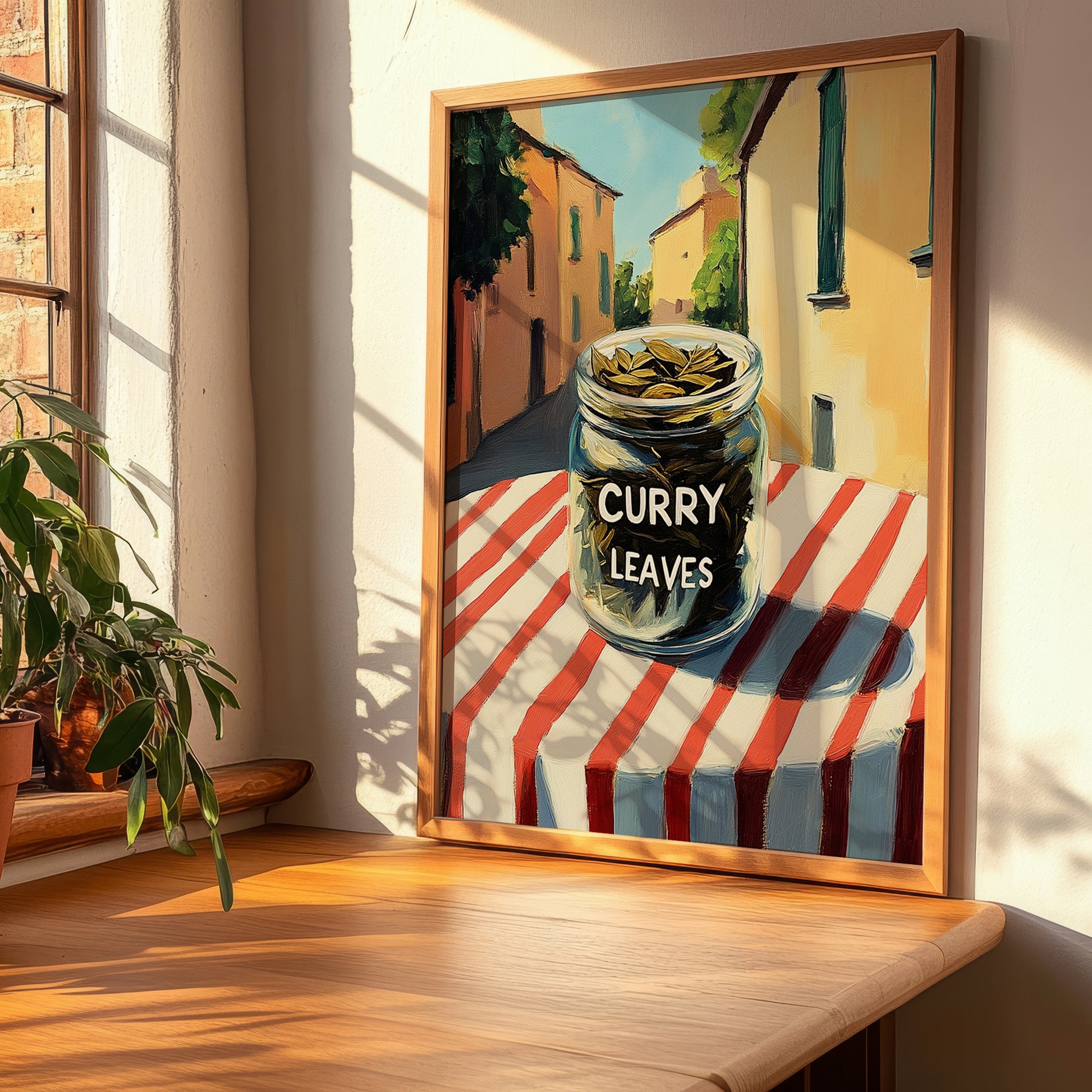 Curry Leaves – Italian Urban Café Scene, Spices Wall Decor, clean layout with no caption