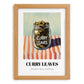 Curry Leaves – on Striped Tablecloth, Spices Wall Decor, set in oak frame