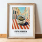 Fenugreek – Italian Urban Café Scene, Spices Illustration, in wooden frame leaning on the floor