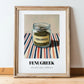 Fenugreek – on Striped Tablecloth, Spices Print, in wooden frame leaning on the floor