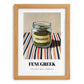 Fenugreek – on Striped Tablecloth, Spices Print, set in oak frame