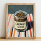 Caraway Seeds – on Striped Tablecloth, Spices Wall Poster, no-text version framed in wood