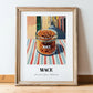 Mace – Italian Outdoor Café Scene, Spices Illustration, in wooden frame leaning on the floor
