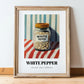 White Pepper – on Striped Tablecloth, Spices Art, in wooden frame leaning on the floor