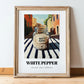 White Pepper – Italian Café on the Corner, Spices Illustration, in wooden frame leaning on the floor