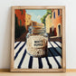 White Pepper – Italian Café on the Corner, Spices Illustration, no-text version framed in wood
