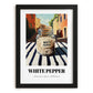 White Pepper – Italian Café on the Corner, Spices Illustration, in sleek black frame