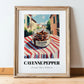 Cayenne Pepper – Italian Café on the Corner, Spices Still Life, in wooden frame leaning on the floor