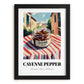 Cayenne Pepper – Italian Café on the Corner, Spices Still Life, in sleek black frame
