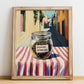 Sichuan Peppercorns – Italian Street Café Scene, Spices Wall Decor, no-text version framed in wood