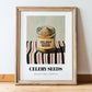 Celery Seeds – on Striped Tablecloth, Spices Print, in wooden frame leaning on the floor