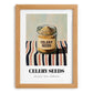 Celery Seeds – on Striped Tablecloth, Spices Print, set in oak frame