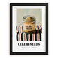 Celery Seeds – on Striped Tablecloth, Spices Print, in sleek black frame