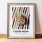 Celery Seeds – on Striped Tablecloth, Spices Poster, in wooden frame leaning on the floor