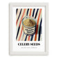 Celery Seeds – on Striped Tablecloth, Spices Poster, placed in minimal white frame
