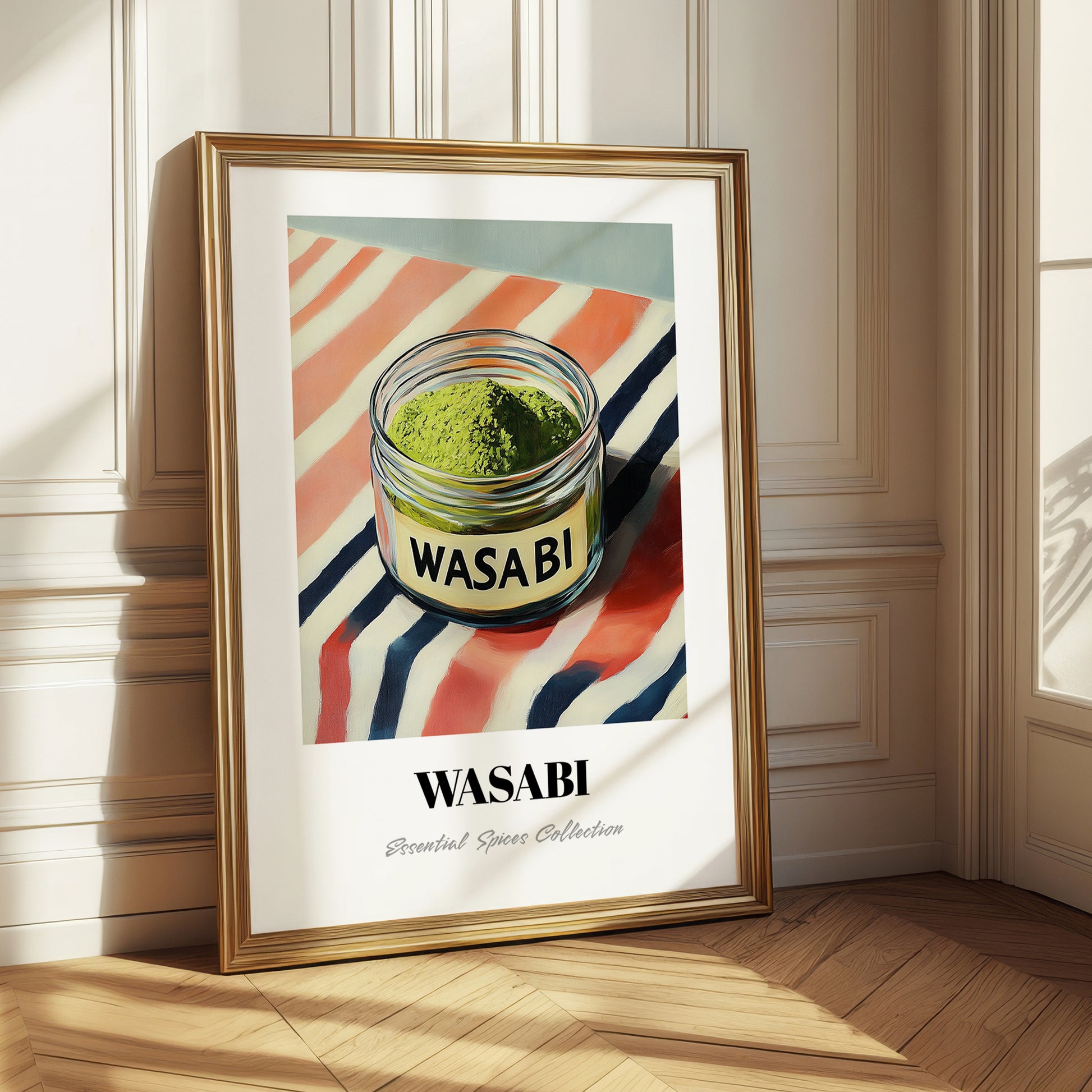 Wasabi – on Striped Tablecloth, Spices Illustration