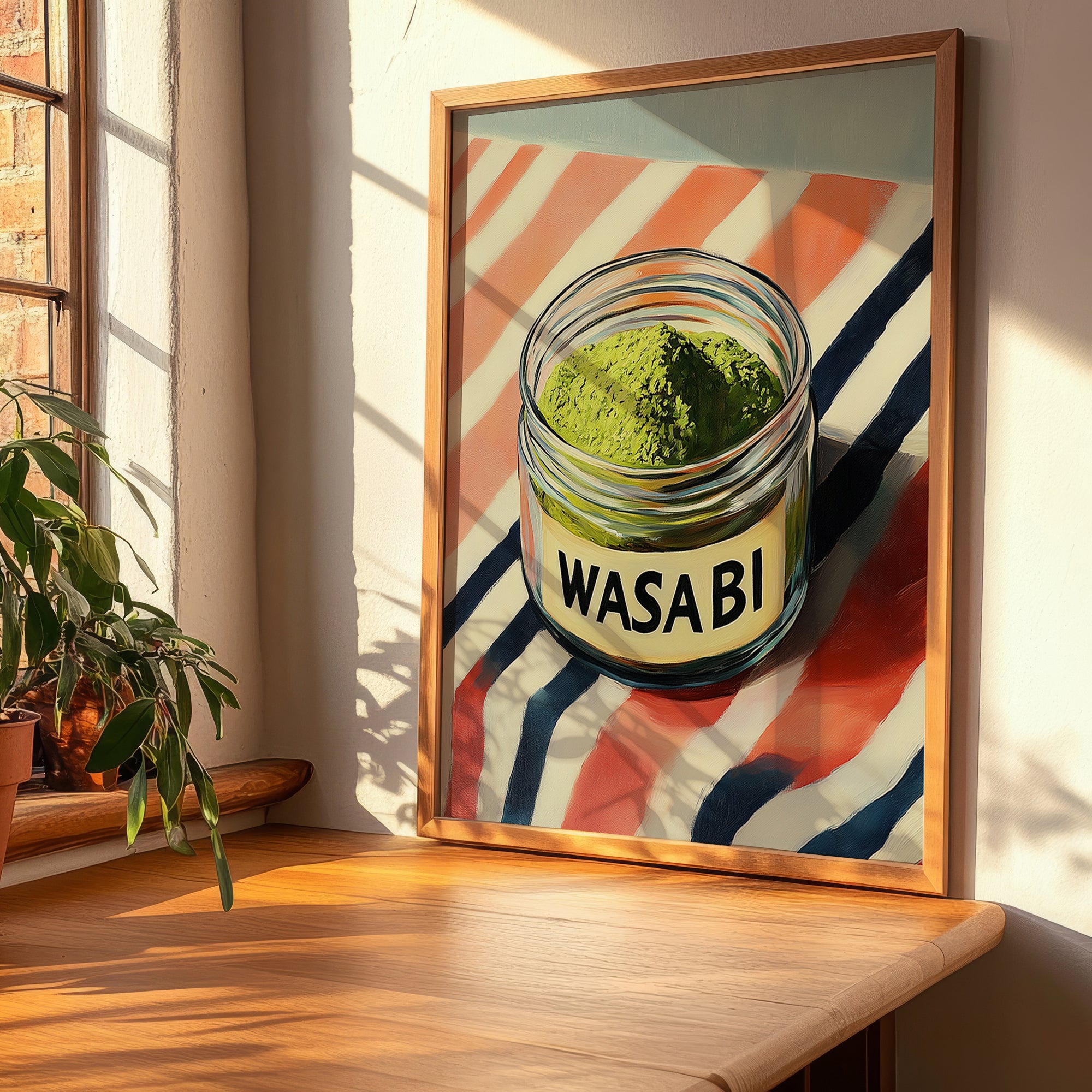 Wasabi – on Striped Tablecloth, Spices Illustration, clean layout with no caption