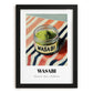 Wasabi – on Striped Tablecloth, Spices Illustration, in sleek black frame
