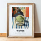 Wasabi – Italian Street Café Scene, Spices Print, in wooden frame leaning on the floor