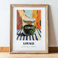 Lovage – Italian Urban Café Scene, Spices Illustration, in wooden frame leaning on the floor