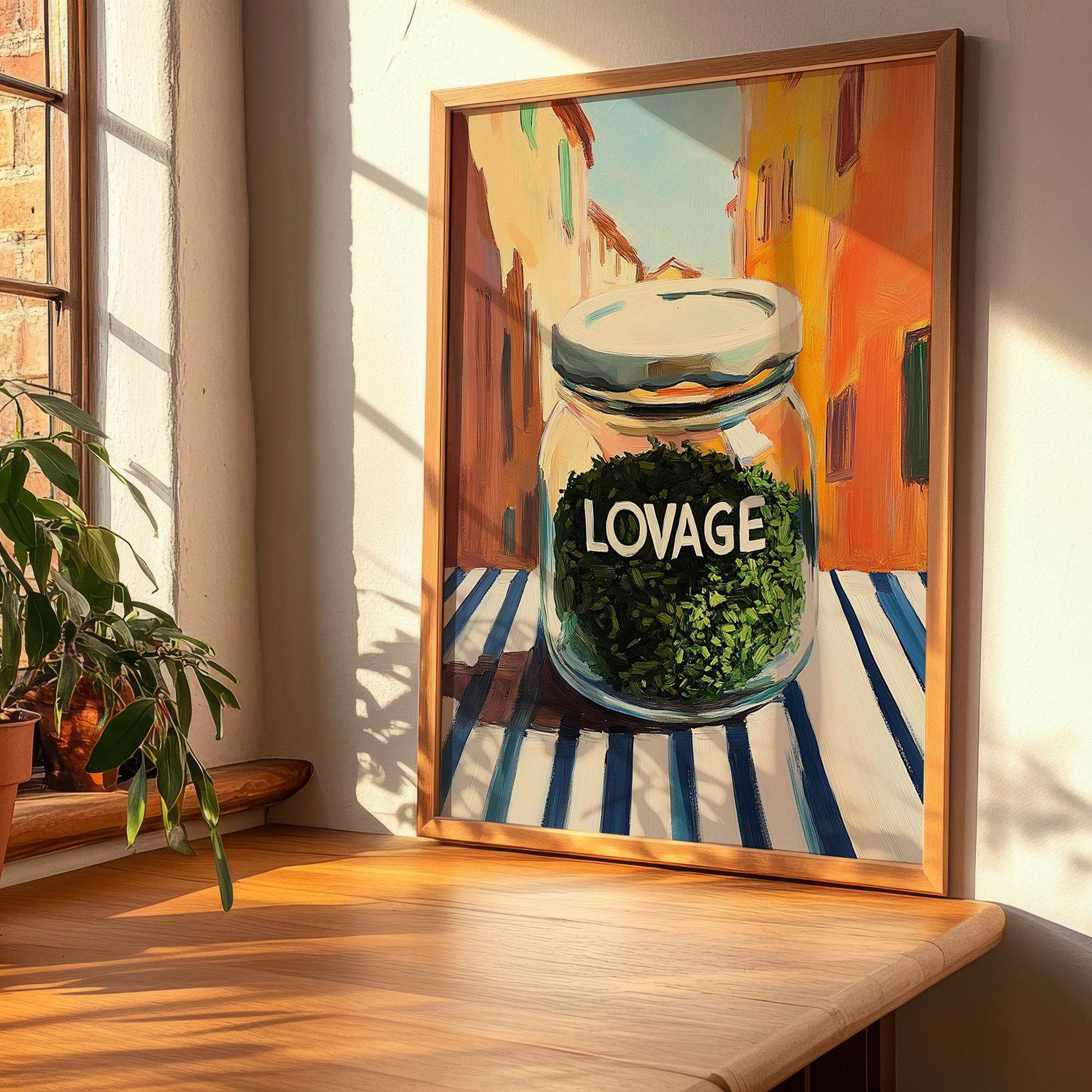 Lovage – Italian Urban Café Scene, Spices Illustration, clean layout with no caption