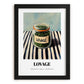 Lovage – on Striped Tablecloth, Spices Painting, in sleek black frame