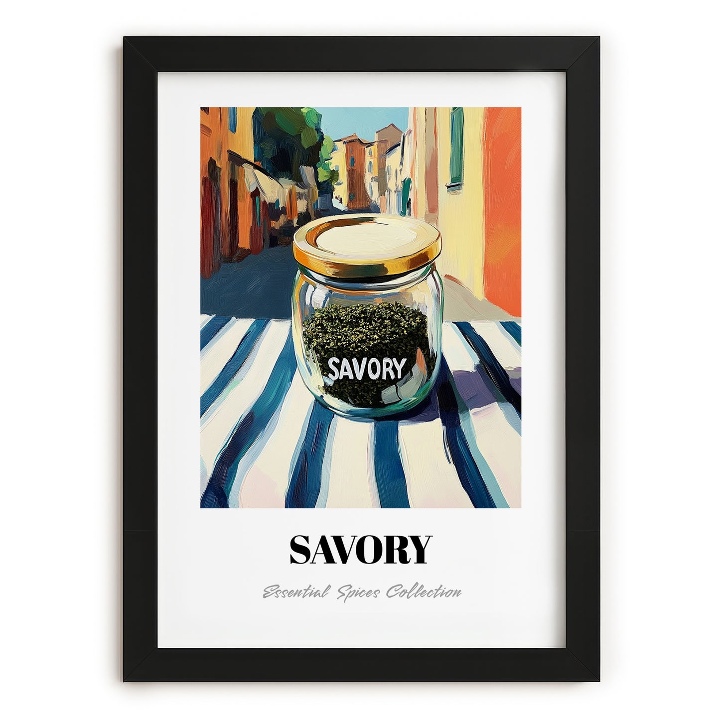 Savory – Italian Café on the Corner, Spices Wall Decor, in sleek black frame