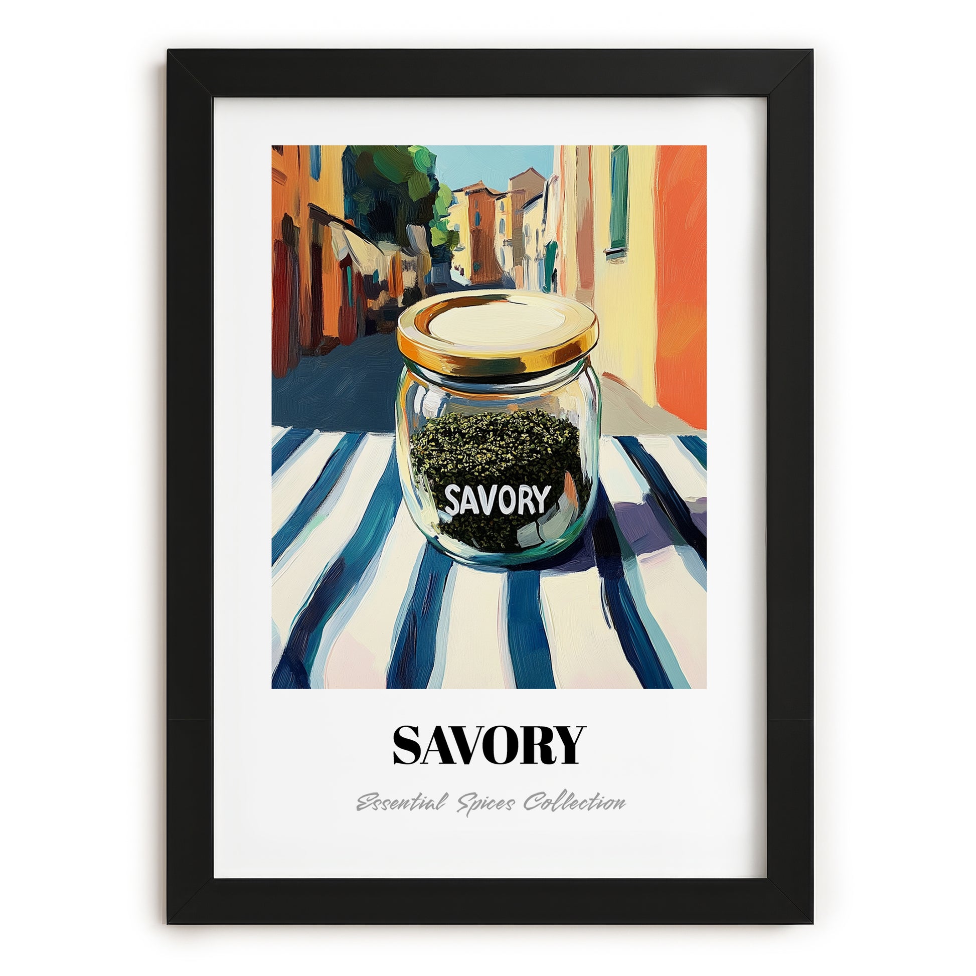 Savory – Italian Café on the Corner, Spices Wall Decor, in sleek black frame