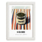 Savory – on Striped Tablecloth, Spices Still Life, placed in minimal white frame