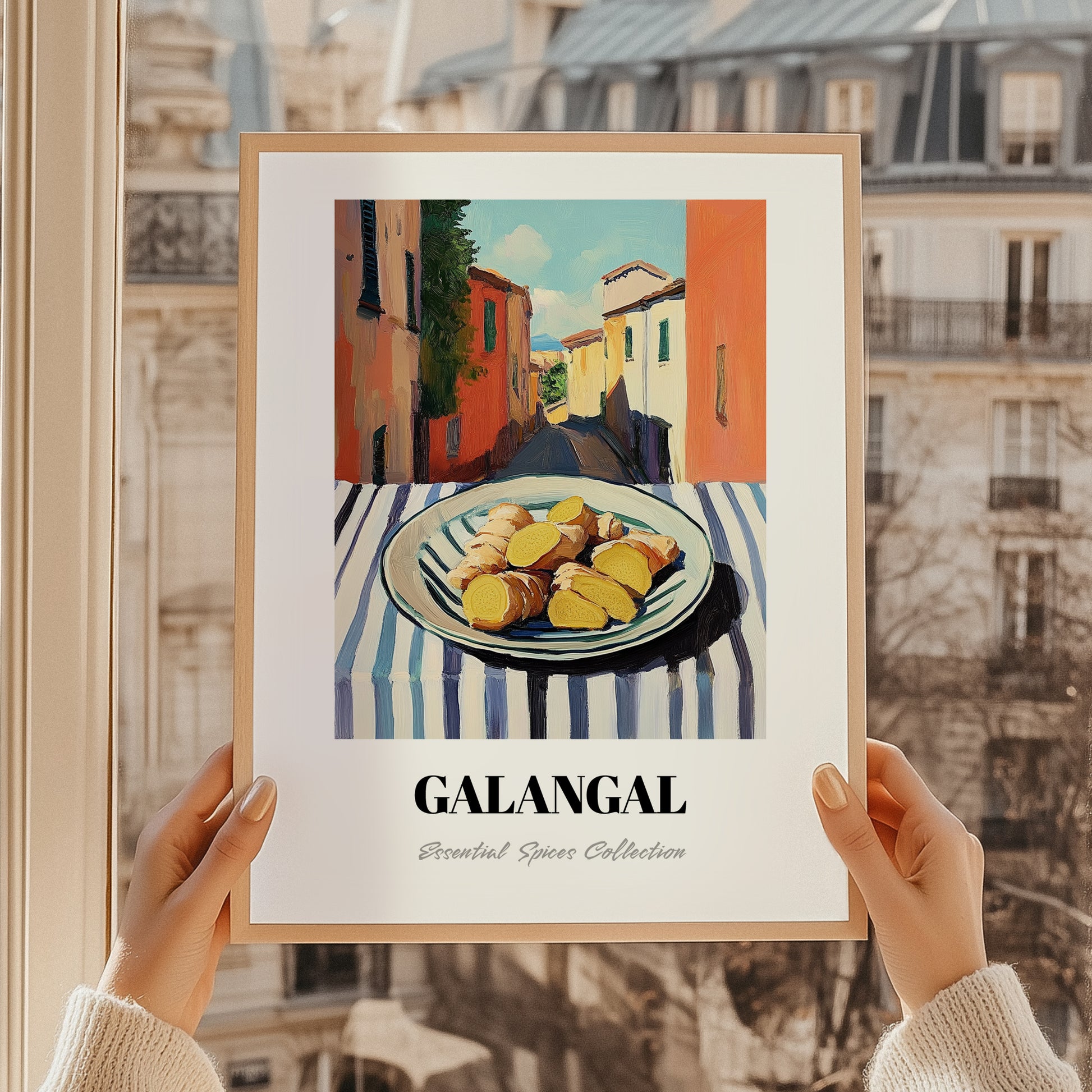 Galangal – Italian Café on the Corner, Spices Poster, styled in a charming Paris street view
