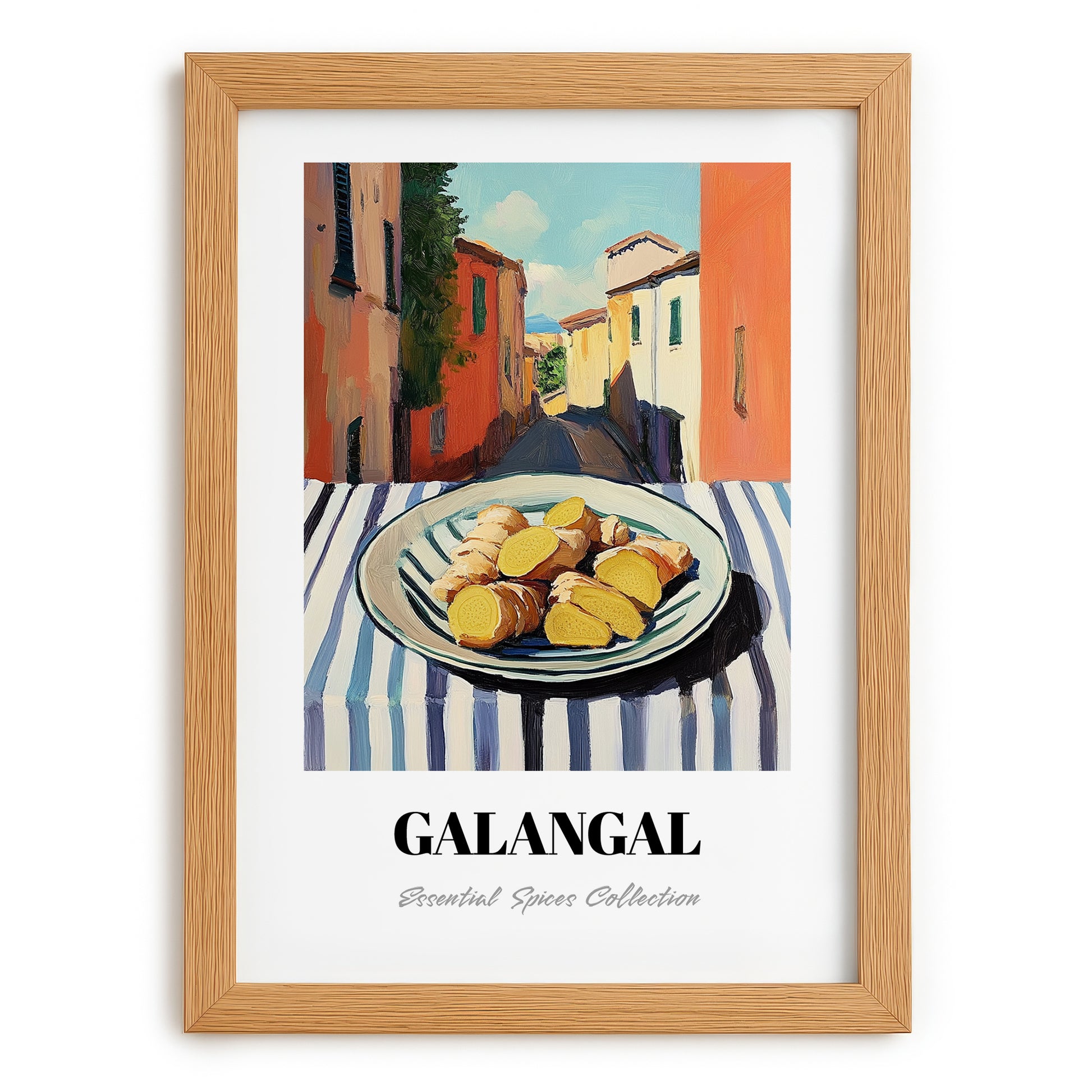 Galangal – Italian Café on the Corner, Spices Poster, set in oak frame