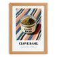 Clove Basil – on Striped Tablecloth, Spices Poster, set in oak frame