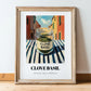 Clove Basil – Italian Urban Café Scene, Spices Illustration, in wooden frame leaning on the floor