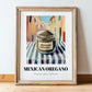 Mexican Oregano – Italian Street Café Scene, Spices Art, in wooden frame leaning on the floor