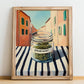 Spearmint – Italian Urban Café Scene, Spices Poster, no-text version framed in wood