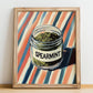 Spearmint – on Striped Tablecloth, Spices Print, no-text version framed in wood