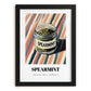 Spearmint – on Striped Tablecloth, Spices Print, in sleek black frame