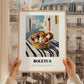 Porcini – White village Street Café Scene, Mushrooms Art, styled in a charming Paris street view