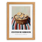 Oyster Mushroom – on Striped Tablecloth, Mushrooms Art, set in oak frame
