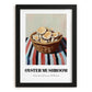 Oyster Mushroom – on Striped Tablecloth, Mushrooms Art, in sleek black frame