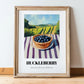 Huckleberry – Green Valley Landscape, Berries Painting, in wooden frame leaning on the floor