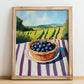 Huckleberry – Green Valley Landscape, Berries Painting, no-text version framed in wood