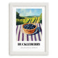Huckleberry – Green Valley Landscape, Berries Painting, placed in minimal white frame
