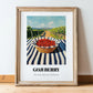 Goji – Green Valley Landscape, Berries Wall Art, in wooden frame leaning on the floor